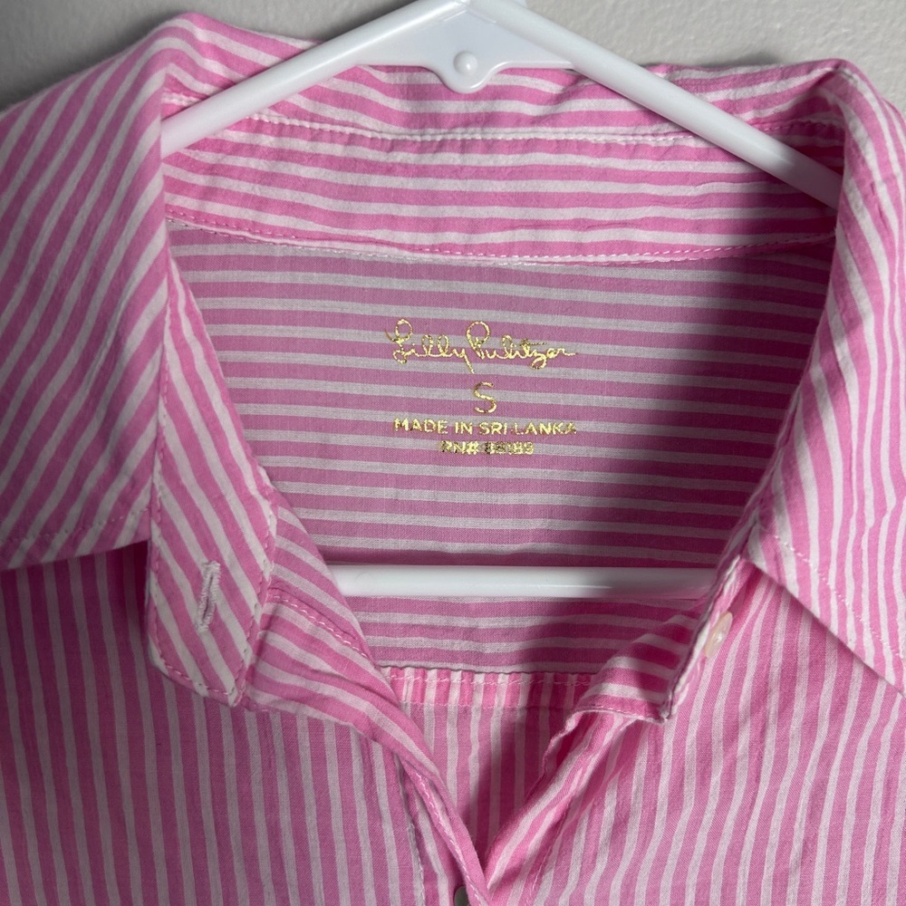 Lilly Pulitzer Pink and White Striped Shirt - Picture 2 of 3